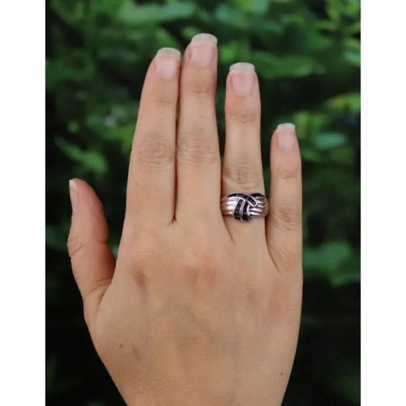 14k White Gold Natural Blue Sapphire Ring Size 7 - Picture 2 of 7